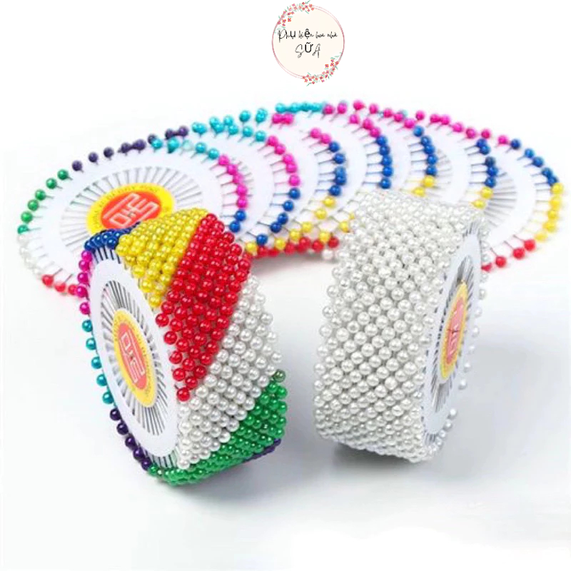 480 Ghim cố định bó hoa ruy băng, vải làm đồ handmade. ghim ngọc trai 1 hộp 12 vỉ