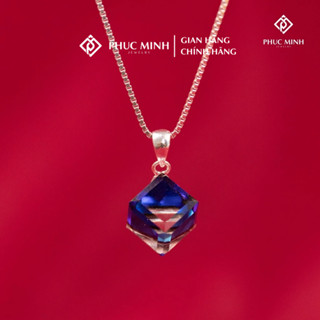 Dây chuyền bạc nữ PMJ mặt đá pha lê xanh swarovski lấp lánh cao cấp PMJ0031