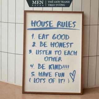 Tranh treo tường, House Rules Wall Art, Minimalist Wall Print, nhận in theo yêu cầu, tặng kèm đinh treo tranh (146)
