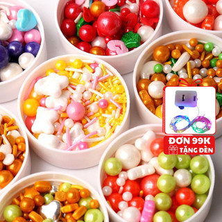 Đồ Trang Trí Bánh Sinh Nhật [FREESHIP💯] Lọ 100g Kẹo Bông Đường/Bi Đường Trang Trí Bánh Kem