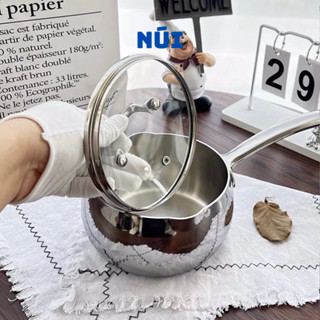 Quánh sữa Chockmen size 12, 14cm có nắp kính, Nấu cháo, quấy bột, nấu xốt, Quánh inox