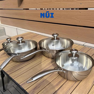 Chảo inox LUNKAI Sâu Lòng đáy liền khối có nắp Kính size 16/20/24/26/30cm