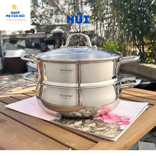 Nồi Kèm Xửng Hấp Chockmen Inox Cao Cấp Liền Đáy Có 5 Size 16, 20,24, 26, 28, 30cm