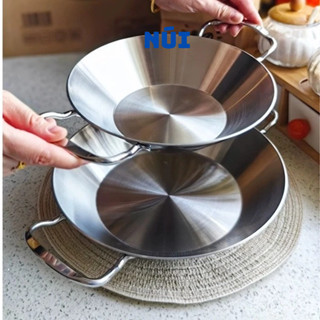 Chảo Xào Rau, Hải Sản Không Nắp Đúc Nguyên Khối 3 Lớp Đáy,Chảo Inox 304 Chockmen Size 20,24cm