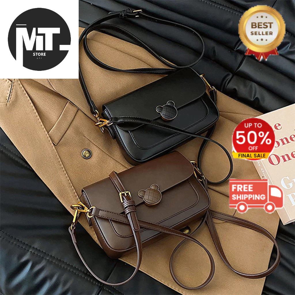 Túi xách nữ, túi deo chéo basic khóa chuột dễ thương FREESHIP (MT STORE 247)
