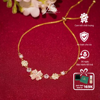 Lắc tay bạc nữ Phúc Laura Jewelry vòng tay mặt cỏ bốn lá đá lấp lánh dây rút bạc 925 mặt hoa đính đá phụ kiện trang sức 