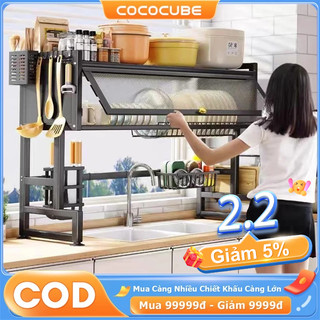 COCO Kệ chén có nắp đậy inox 304 Kệ bát trên bồn rửa bát 65-125CM Kệ úp chén Có thể chịu được 200kg