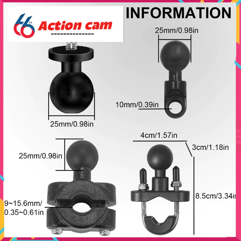 Uein Đa Năng Xe Máy Camera Gắn Kẹp Giá Đỡ Ống Gắn 66camera