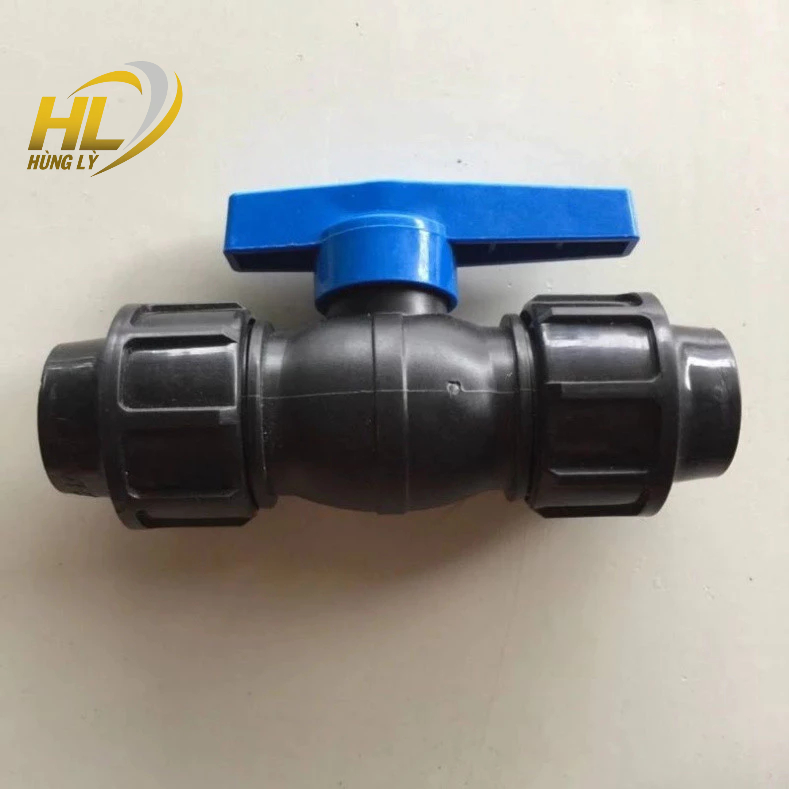Van nước HDPE 2 đầu rắc co, 20 25 32 40. Khóa ống nước đen HDPE ĐIỆN MÁY HÙNG LỲ