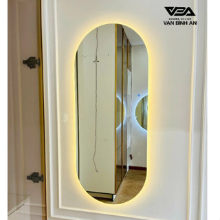 Gương Bỉ AGC NHẬP KHẨU Oval Toàn Thân AGC Cảm Ứng Đèn LED Cao Cấp Vạn Bình An 5mm