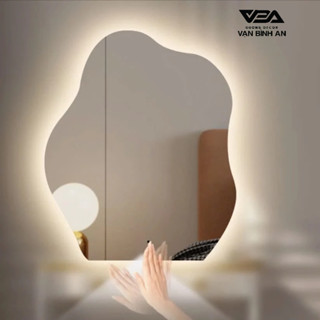 Gương Bỉ AGC Nhập Khẩu Trang Điểm Hình Hạt Đậu Cảm Ứng Đèn Led Cao Cấp - Vạn Bình An