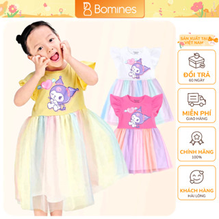 Váy bé gái Kuromi Bomines, Đầm phối lưới cầu vồng Sanrio, Váy dự tiệc cho bé gái từ 2-12 tuổi 10-36kg DTBL7MKUROMI
