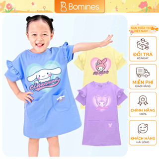 Váy bé gái hoạt hình Kuromi, Hello Kitty, Cinnamoroll, My Melody, đầm suông Bomines 2-12t, 8- 36kg DTNSUONGSANRIO