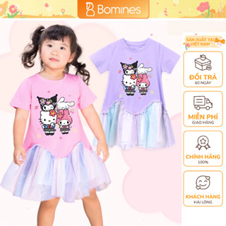 Váy bé gái hoạt hình Sanrio Bomines, Đầm sinh nhật Kuromi Melody Cinnamoroll cho bé gái từ 3-12t 12-36kg DLSSANRIOHOA