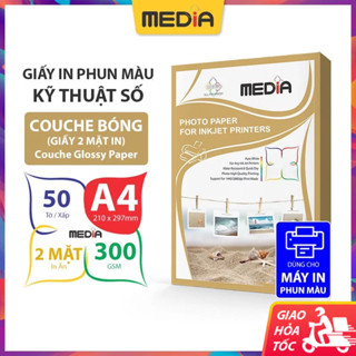 Giấy In Màu Media 2 Mặt Couche Bóng A4 (21x30) 300gsm 50 Tờ, Couche Glossy Inkjet Paper Giấy In Ảnh