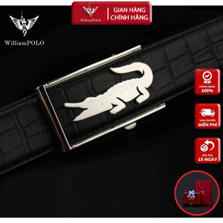Thắt Lưng Nam Da Cá Sấu, Khóa Cao Cấp Hàng Hiệu WilliamPOLO, Dây Nịt Nam WP7913 Hộp Gỗ