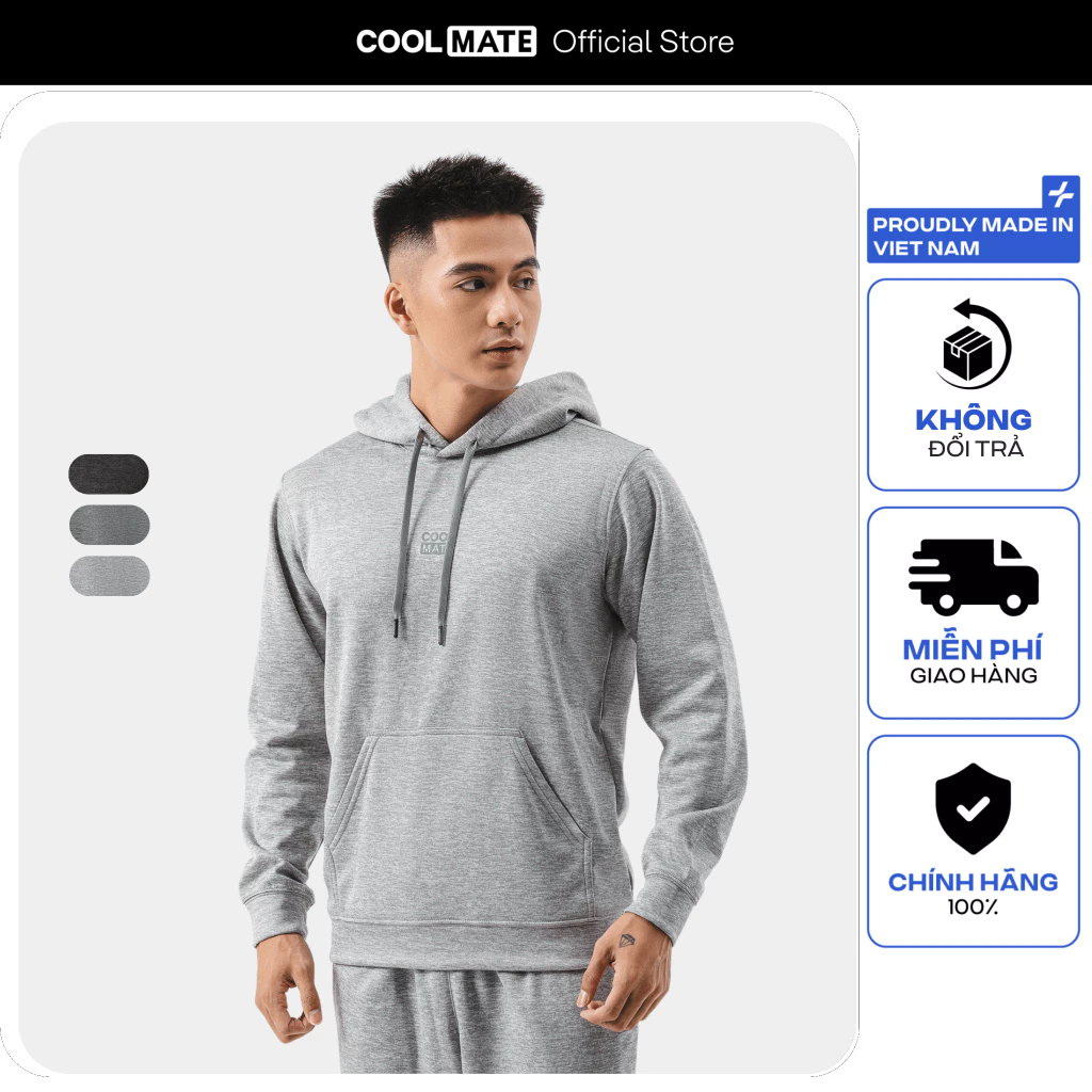 [XẢ HÀNG]  Áo nỉ chui đầu có mũ Hoodie Poly Fleece giữ ấm tốt Coolmate