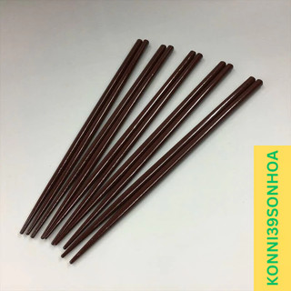 Đũa tre set 5 đôi 23,5cm xanh/tím