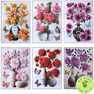 Tranh dán tường họa tiết Bình Hoa 3D - 24 Mẫu đẹp nhất trang trí phòng khách, tủ sẵn keo dán tường