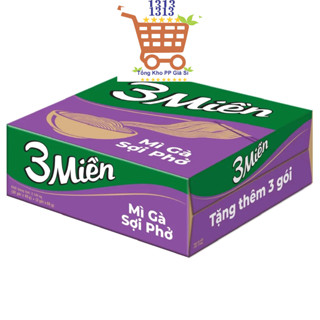 Thùng 30 gói mì 3 Miền Mì Gà sợi phở (Tặng 3 Gói )