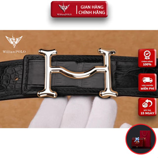 Thắt Lưng Nam Da Cá Sấu Thật 100% Cao Cấp Hàng Hiệu WilliamPOLO, Dây Nịt Nam VIP WP7934 Hộp Gỗ