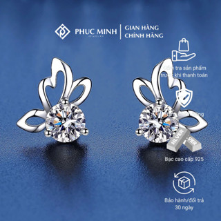  Khuyên tai bạc nữ PMJ hồ điệp đính đá lấp lánh trang sức phụ kiện Solai PMJS0452K Phúc Minh jewelry 