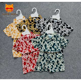   SOMI-K Bộ quần áo sơ mi cho bé trai vải lụa mỏng nhẹ mát size 6kg đến 30kg 