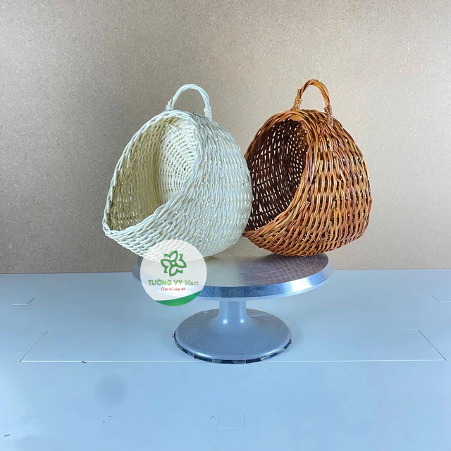Giỏ tỏi mây tre đan, giỏ hoa ban công decor nhà cửa