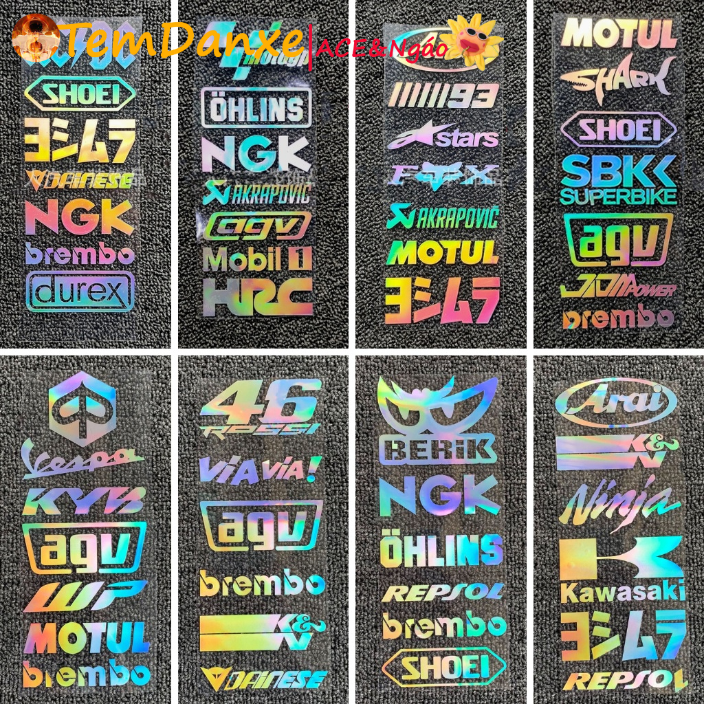 Tem Decal vỉ 7 Sticker dán xe phản quang Laser cá tính
