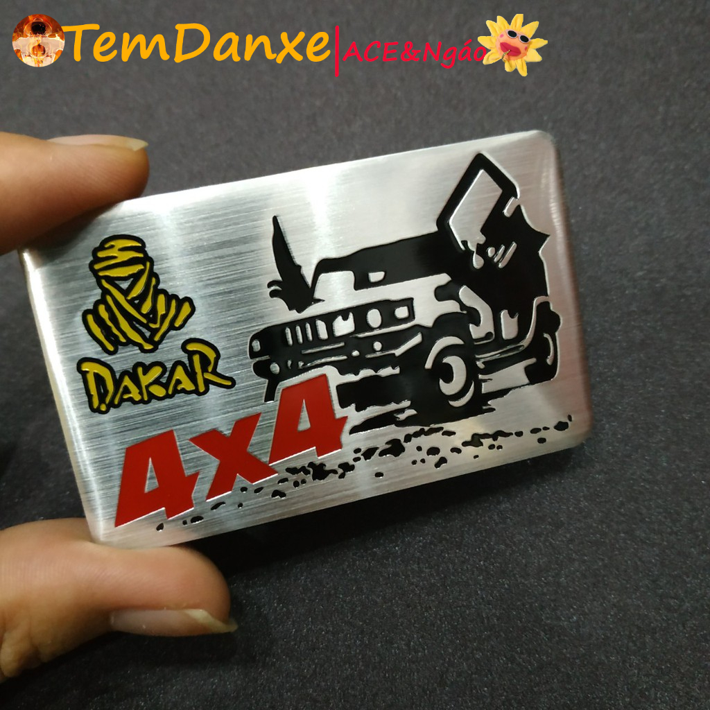 Tem nhôm dán xe Dakar 8x5cm
