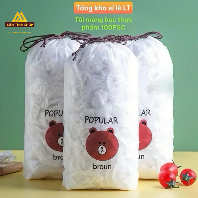 [Loại ĐẸP ĐỦ 400 CHIẾC] Màng bọc thực phẩm - bọc gấu co giãn siêu dai có chun kèm túi gấu, tái sử dụng được