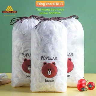 [Loại ĐẸP ĐỦ 400 CHIẾC] Màng bọc thực phẩm - bọc gấu co giãn siêu dai có chun kèm túi gấu, tái sử dụng được