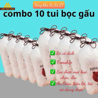 [ Combo 10 Túi ] Màng bọc thực phẩm chất liệu PE co dãn có chun siêu dai, Túi gấu bọc đồ ăn