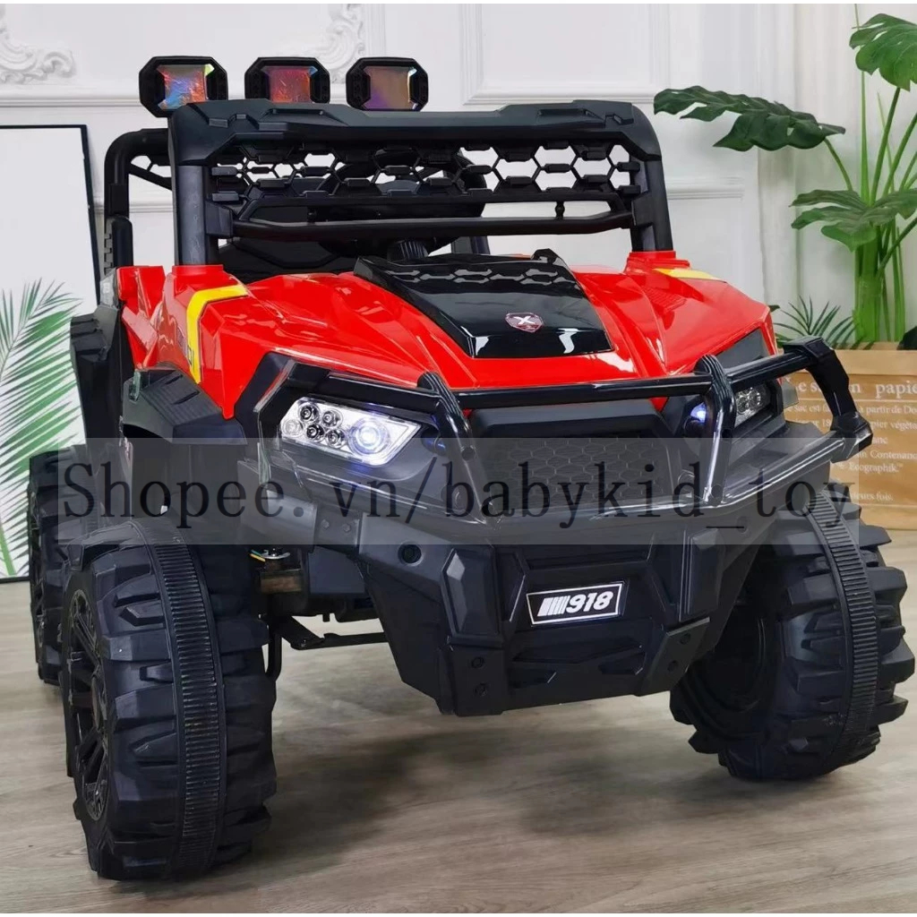 [Freeship Hà Nội] Ô Tô Điện Địa Hình MDX 918 2 Động Cơ, Tải Trọng 40KG, Kết Nối BlueTooth (Đỏ-Xanh D