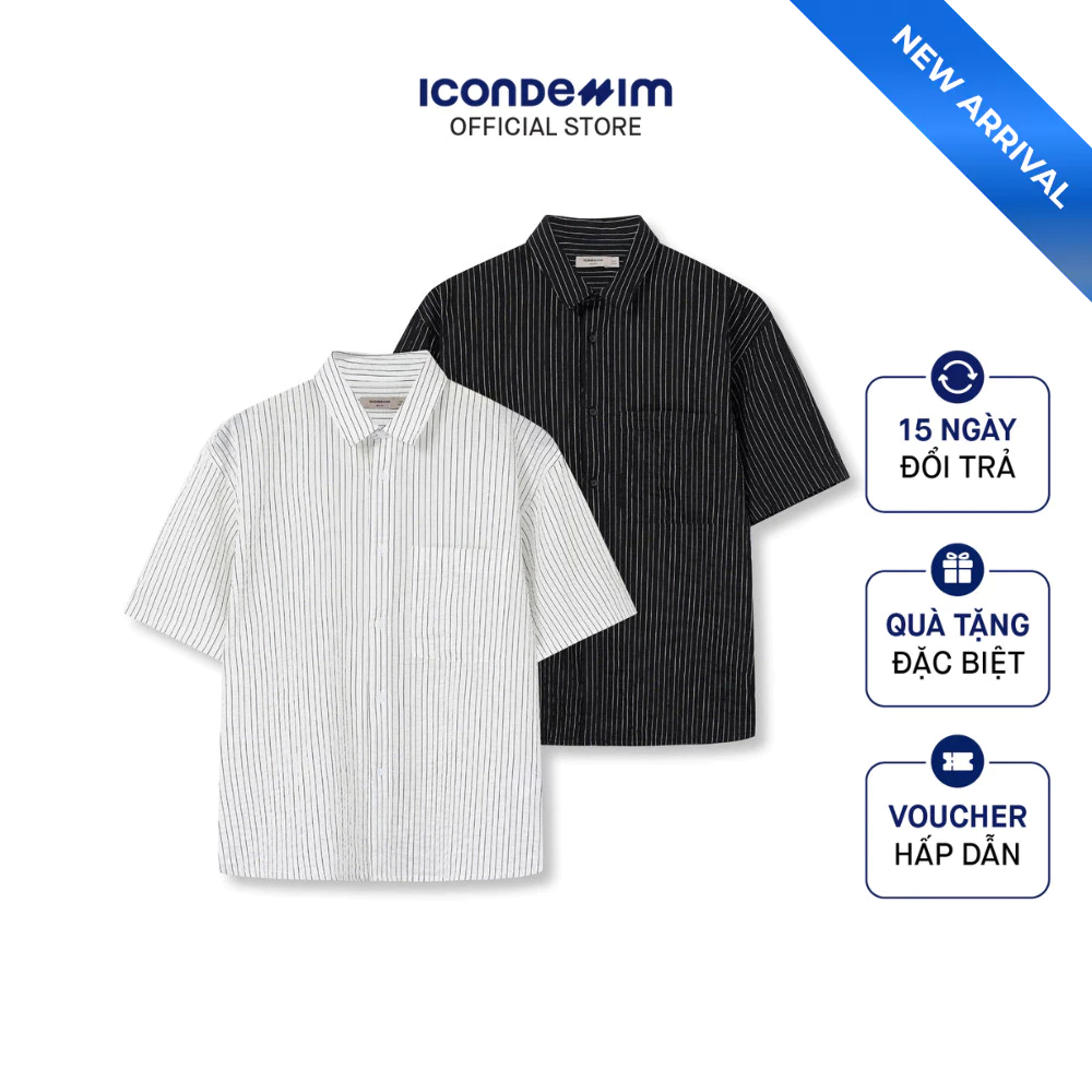 Áo Sơ Mi Nam Tay Ngắn Crinkle Stripe Form Boxy SMID0324