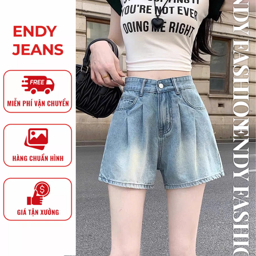 Quần short jeans nữ lưng cao, quần đùi bò nữ màu xanh nhạt/đậm phong cách basic thời trang ED11 | BigBuy360 - bigbuy360.vn