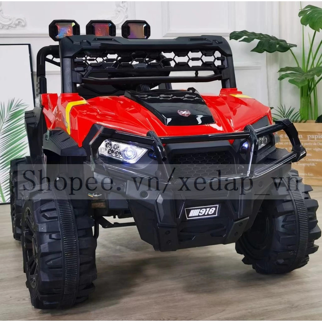 [Freeship Hà Nội] Ô Tô Điện Địa Hình MDX 918 2 Động Cơ Kết Nối BlueTooth Tải 50KG Cho Bé 1-6 Tuổi(Đỏ