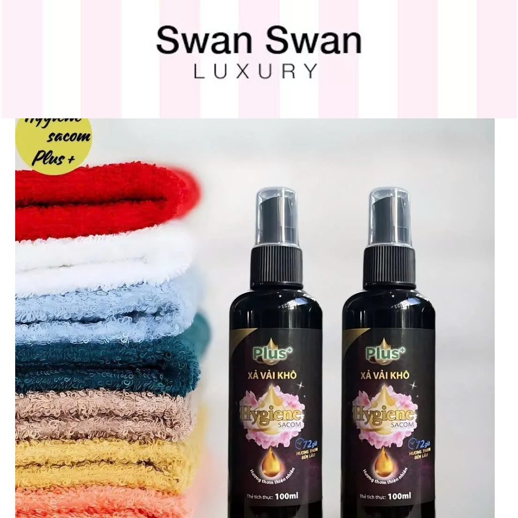 Chai Nước xả vải khô Hygiene sacom Plus+ giữ hương thơm lâu trên quần áo, vải - Chai 100ml