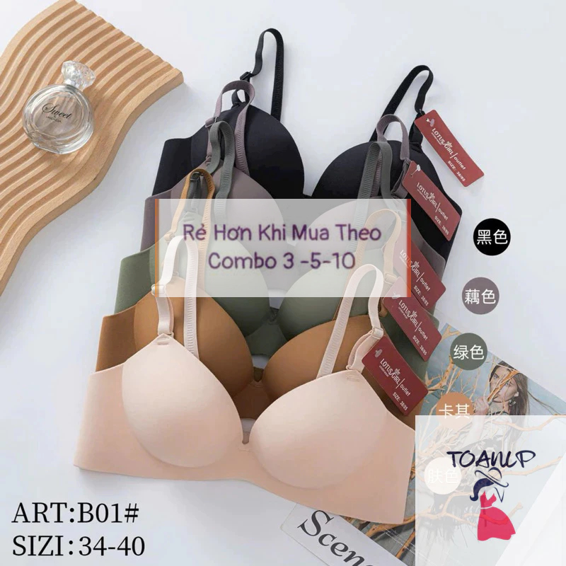 Áo lót nữ, áo ngực nữ su không gọng, đệm dày bàn tay nâng ngực chống xệ 255