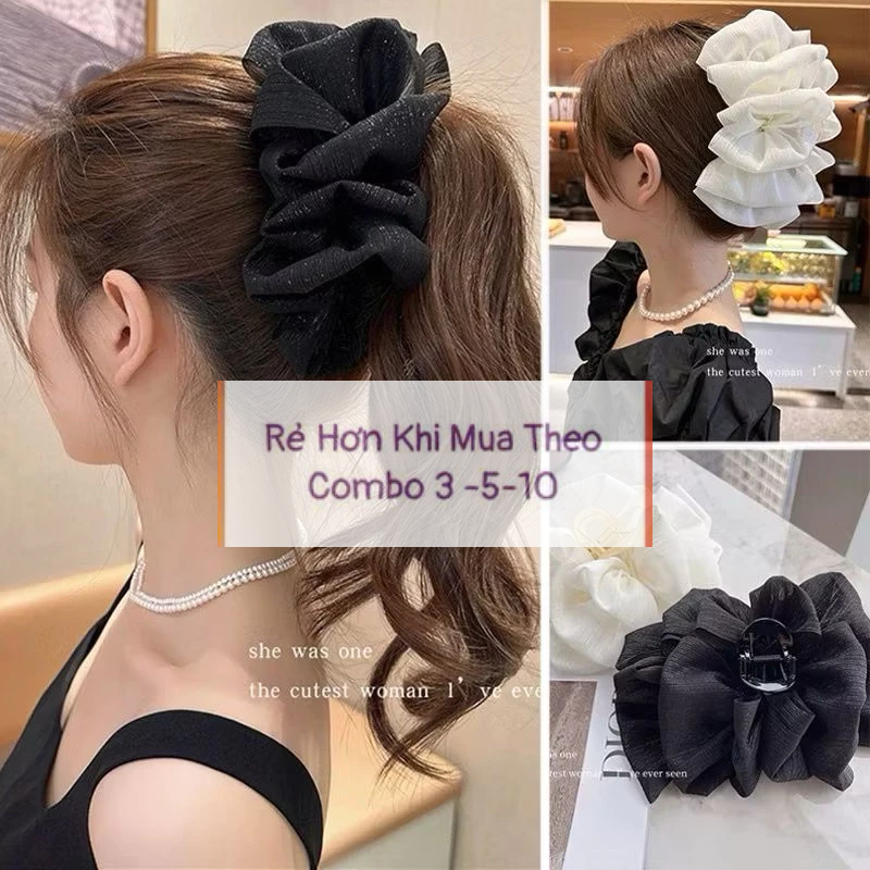 Kẹp tóc vải Voan tiểu thư sang chảnh 2 màu