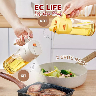  Chai đựng dầu ăn bằng thủy tinh thông minh kèm vòi xịt dầu 2 chức năng EC Life 0215 