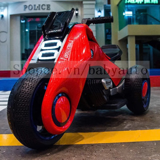   Hoả Tốc Hà Nội  Xe Máy Mô Tô Điện 3 Bánh BDQ-6188A Size To Tải Trọng 50KG,2 Động Cơ Nhạc Còi Đèn   Đỏ-Cam-Trắng  