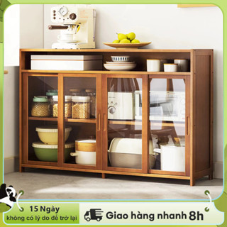 LACCOHUG Kệ bếp tủ trưng bày kính kệ bếp đa năng tủ đựng gia vị