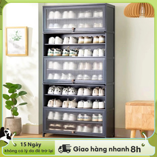 LACCOHUG Tủ giày bằng tre Tủ giày kính acrylic trong suốt Tủ trưng bày gỗ tự nhiên