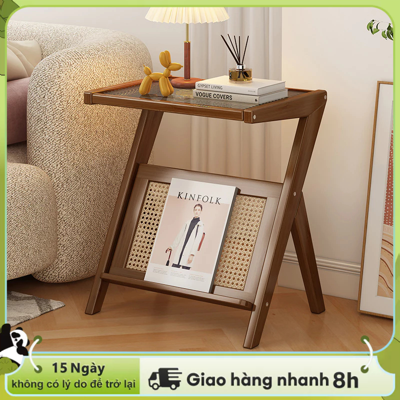  LACCOHUG Bàn Cà Phê Kèm Bàn Kính Bên Cạnh Ghế Sofa Bàn Cạnh Giường Bằng Tre Bàn Cà Phê 