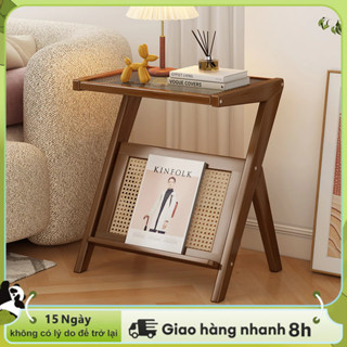  LACCOHUG Bàn Cà Phê Kèm Bàn Kính Bên Cạnh Ghế Sofa Bàn Cạnh Giường Bằng Tre Bàn Cà Phê 