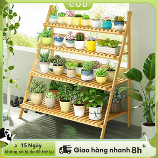 LACCOHUG kệ để chậu hoa cây cảnh Kệ hoa bằng tre thanh lịch Kệ để chậu hoa bằng tre chất lượng cao