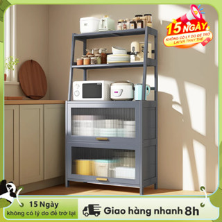 LACCOHUG Tủ đựng bát đĩa bằng tre tủ đựng gia vị nhiều tầng Kệ để đồ đa chức năng cho bếp