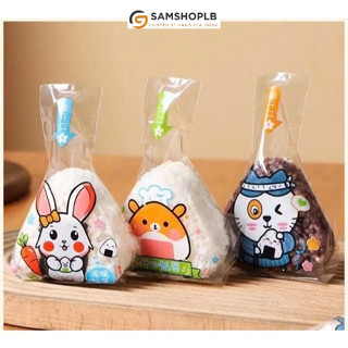  Combo 100 Túi Đựng Cơm Nắm Tam Giác Họa Tiết Hoạt Hình Dễ Thương - Tiện Lợi Cho Bữa Ăn 