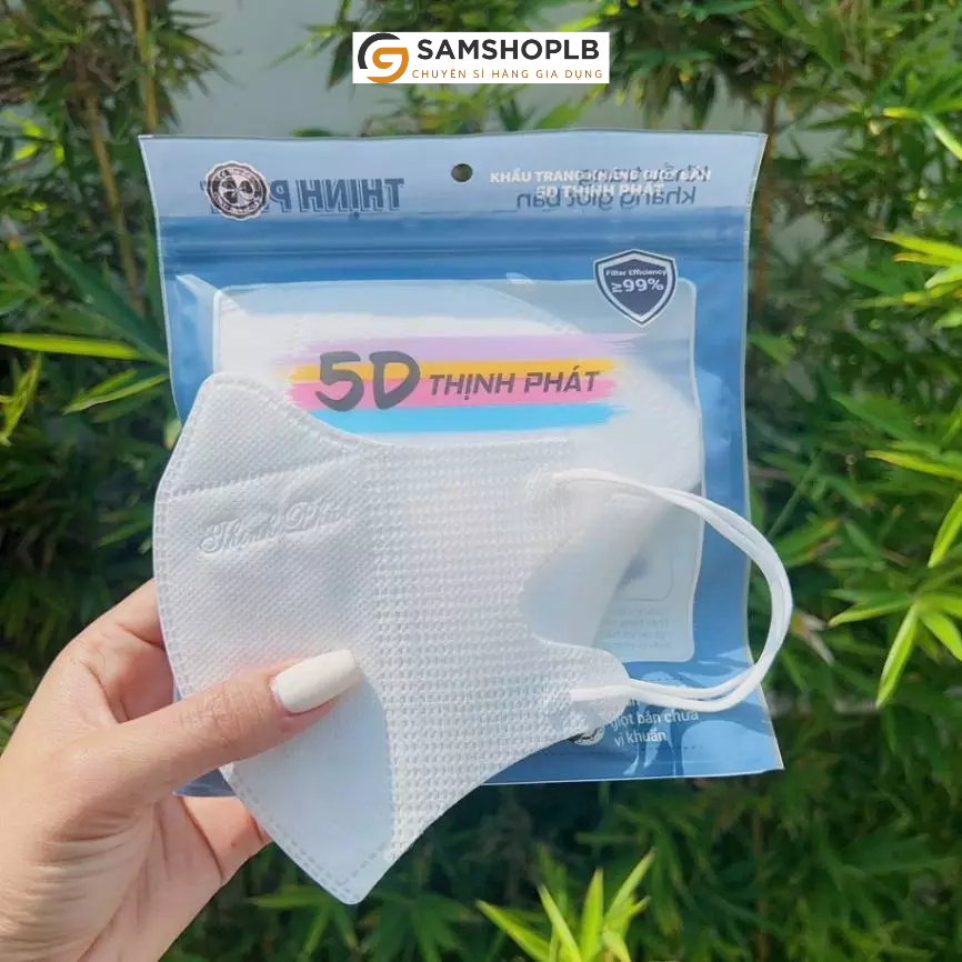 Khẩu Trang 5D Hộp 100c Cao Cấp Thịnh Phát - Màu Trắng, An Toàn và Tiện Lợi